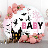 Oh Baby Spinnennetz Schloss Schläger Babydusche Runden Hintergrund